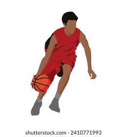 Basketball Player with Red Jersey Detailed Pose Vector Isolated