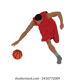 Basketball Player with Red Jersey Detailed Pose Vector Isolated