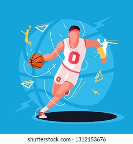 Basketball player running with ball.