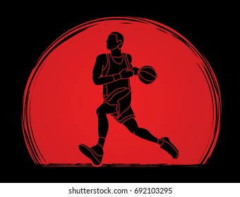 Basketball player running designed on sunlight background graphic vector