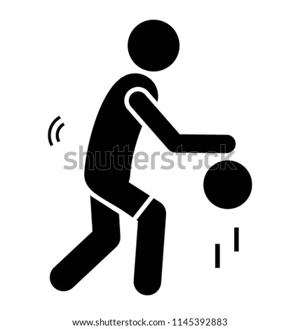 Basketball player running in right side direction and bouncing the ball for dribbles 