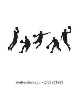 Jugador de baloncesto secuencia de movimiento silueta de alta calidad profesional detallado