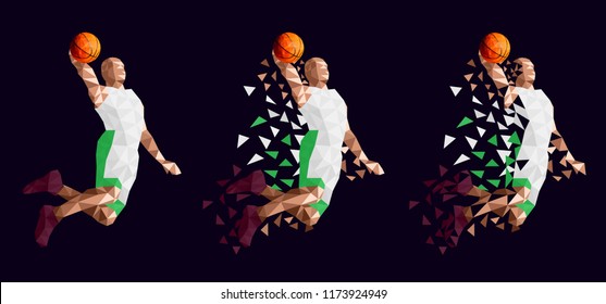 Basketball player set Arabia abstract design