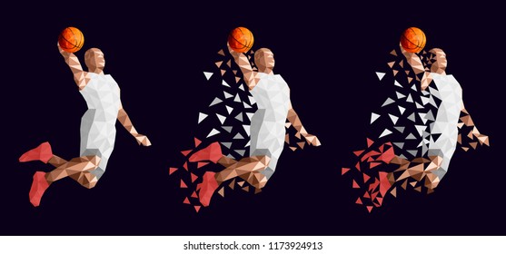 Basketball player set Belgium abstract design