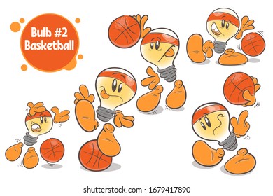 Basketball player. Set of characters cartoon lightbulb. On white background