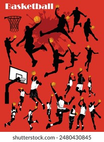 Basketball player set design vector illustration