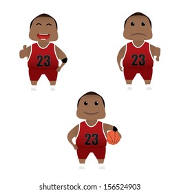 Basketball player set doing actions for use in advertising, presentations, brochures, blogs, documents and forms, etc.