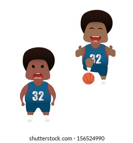 Basketball player set doing actions for use in advertising, presentations, brochures, blogs, documents and forms, etc.