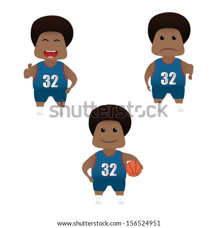Basketball player set doing actions for use in advertising, presentations, brochures, blogs, documents and forms, etc.