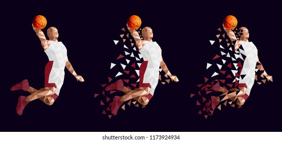Basketball player set Lithuania abstract design