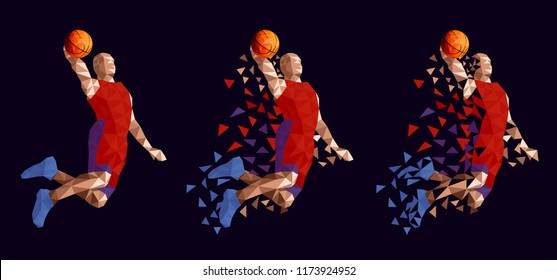 Basketball player set Puerto Rico abstract design