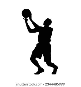 basketball player set up a shot logo, silhouettes of basketball players slam dunk, Vector illustration