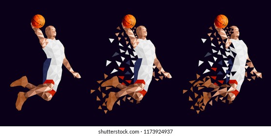 Basketball player set USA abstract design