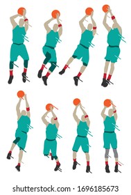 Basketball player shape silhouette vector set action pose