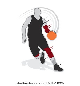 Basketball player shape silhouette vector set action pose