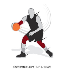 Basketball player shape silhouette vector set action pose