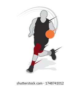 Basketball player shape silhouette vector set action pose