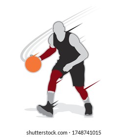 Basketball player shape silhouette vector set action pose