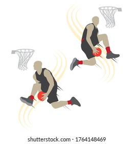 Basketball player shape silhouette vector set action pose