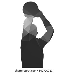 Basketball player. Shooting. Abstract geometrical vector silhouette