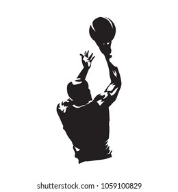 Basketball player shooting ball, abstract isolated silhouette