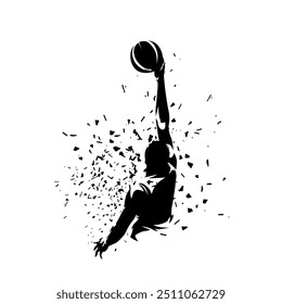 Basketball player shooting ball, abstract isolated vector silhouette. Basketball logo