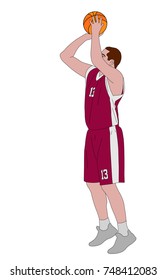 Basketball Player Shooting Free Throw - Vector Illustration