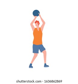 Basketball player Shot actions Flat illustration vector