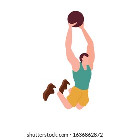 Basketball player Shot actions Flat illustration vector