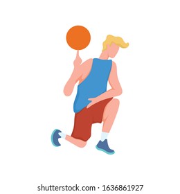 Basketball player Show ball actions Flat illustration vector