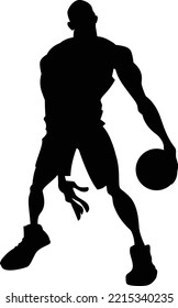 Basketball Player sihouette vector art and illustration