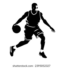 Basketball player silhouette. Basketball player black icon on white background