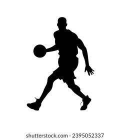 Basketball player silhouette. Basketball player black icon on white background