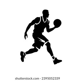 Basketball player silhouette. Basketball player black icon on white background