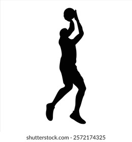 Basketball player silhouette. Basketball player black icon on white background. Perfect for Logo, Design, and More.