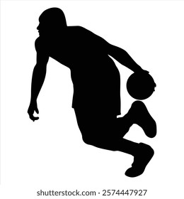 Basketball player silhouette. Basketball player black icon on white background. Perfect for Logo, Design, and More.