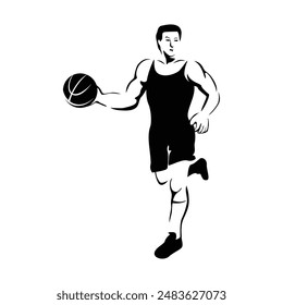 basketball player silhouette design. athlete man icon, sign and symbol.