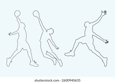 Basketball Player Silhouette Dunking Vector Illustration.