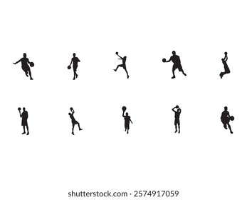 Basketball Player Silhouette Element Set