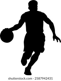 Basketball player silhouette illustration vector design.