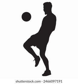 Basketball player silhouette isolated on a white background. Vector stock illustration of a sportsman with a basketball ball. Jumping athlete on point guard position.