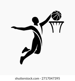 basketball player silhouette logo vector