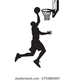 basketball player silhouette making shot attempt