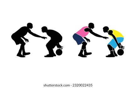 Basketball player silhouette. Man plays basketball silhouette vector illustration