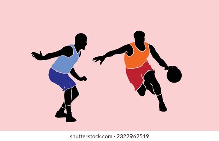 Basketball player silhouette. Man plays basketball  vector illustration