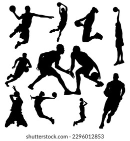 Basketball Player silhouette Set Vector Illustration