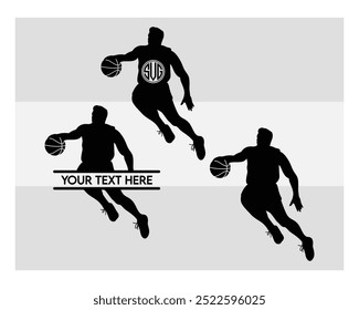 Basketball Player, Basketball Player Silhouette, Sports, Basketball silhouette, vector, Basketball Monogram, Split Monogram, Circle Monogram 