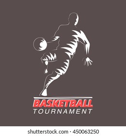 Basketball player silhouette. Basketball tournament vector illustration.