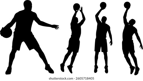 Basketball Player Silhouette Vector | Dynamic Sport Illustration | Athlete Silhouette | Minimalist and Editable Graphic Design
