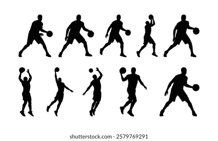 Basketball player silhouette vector illustration isolated on a white background.